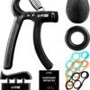U-Fit One 7 Delige Handtrainer Set - Verstelbare Handgrip - Handknijper - Knijphalter - Stressbal - Vingertrainer - Onderarm Trainer