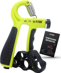 U-Fit One Teller Handtrainer 10 Tot 60kg - Verstelbare Handgrip - Handknijper - Vingertrainer - Onderarm Grip Trainer - Lime Green