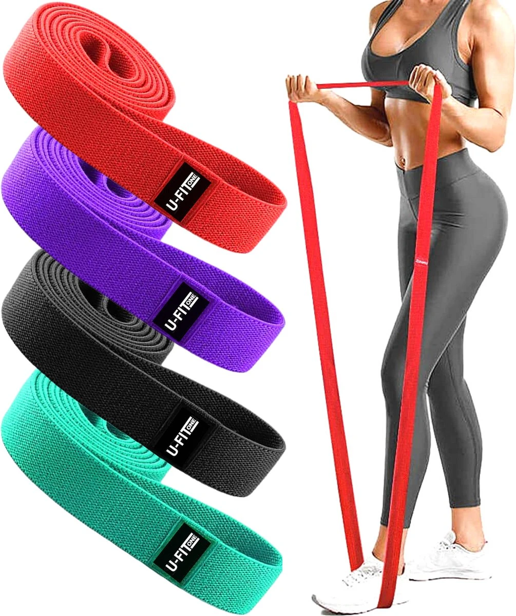 U Fit One 4 Delige Lange Resistance Band Set - Stoffen Fitness Elastiek - Elastieken - Weerstandsband - Stretch Band - Fitnessband - Fysiotherapie - Yogaband - Yoga - Pilates 1 U Fit One 4 Delige Lange Resistance Band Set - Stoffen Fitness Elastiek - Elastieken - Weerstandsband - Stretch Band - Fitnessband - Fysiotherapie - Yogaband - Yoga - Pilates