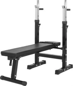 Gorilla Sports Halterbank Zwart Met 100 Kg Halterset - Fitnessbank - Verstelbaar - Halterstang Met Gewichten - Kunststof -FitForce Outlet Winkel 1014x1200 1