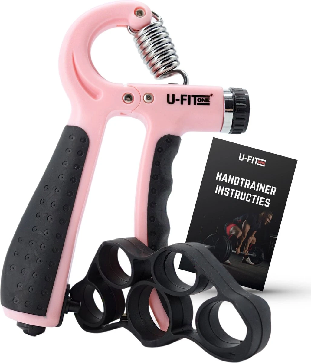 U-Fit One Teller Handtrainer 10 Tot 60kg - Verstelbare Handgrip - Handknijper - Vingertrainer - Onderarm Grip Trainer - Roze 1 U-Fit One Teller Handtrainer 10 Tot 60kg - Verstelbare Handgrip - Handknijper - Vingertrainer - Onderarm Grip Trainer - Roze