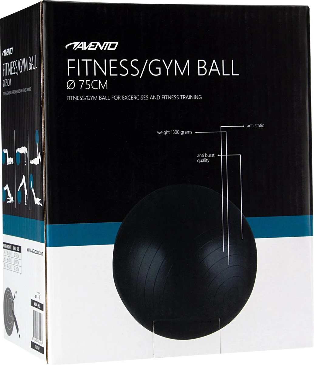 Avento Fitness/Gymbal - Ø 75 Cm - Zwart 5 Avento Fitness/Gymbal - Ø 75 Cm - Zwart - Afbeelding 5
