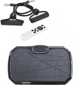 Luxari - Trilplaat Pro - Bluetooth Speaker - 5 Trainingsprogramma's & 180 Niveaus - 2 Fitness Weerstandskabels - Afstandsbediening - Zwart