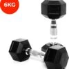 Core Power Hexa Dumbells Set - 2x 6 Kg - Gewichten Met Rubber Coating En Verchroomde Grip - Geschikt Voor Professioneel Gebruik, CrossFit En Thuis Fitness - Verkrijgbaar Van 1 Tm 25 Kg