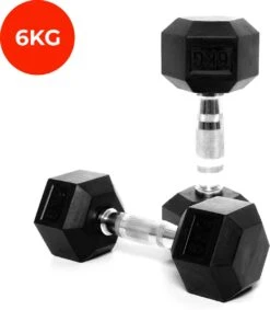Core Power Hexa Dumbells Set - 2x 6 Kg - Gewichten Met Rubber Coating En Verchroomde Grip - Geschikt Voor Professioneel Gebruik, CrossFit En Thuis Fitness - Verkrijgbaar Van 1 Tm 25 Kg