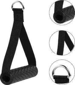 MJ Sports Premium Strap Handles Inclusief 2 Karabijnhaken - Handvatten Set - Voor Krachtstations En Weerstandsbanden - Cable Crossover - Fitness - Handgrepen Met D-ring - Zwart -FitForce Outlet Winkel 1058x1200