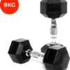 Core Power Hexa Dumbells Set - 2x 8 Kg - Gewichten Met Rubber Coating En Verchroomde Grip - Geschikt Voor Professioneel Gebruik, CrossFit En Thuis Fitness - Verkrijgbaar Van 1 Tm 25 Kg