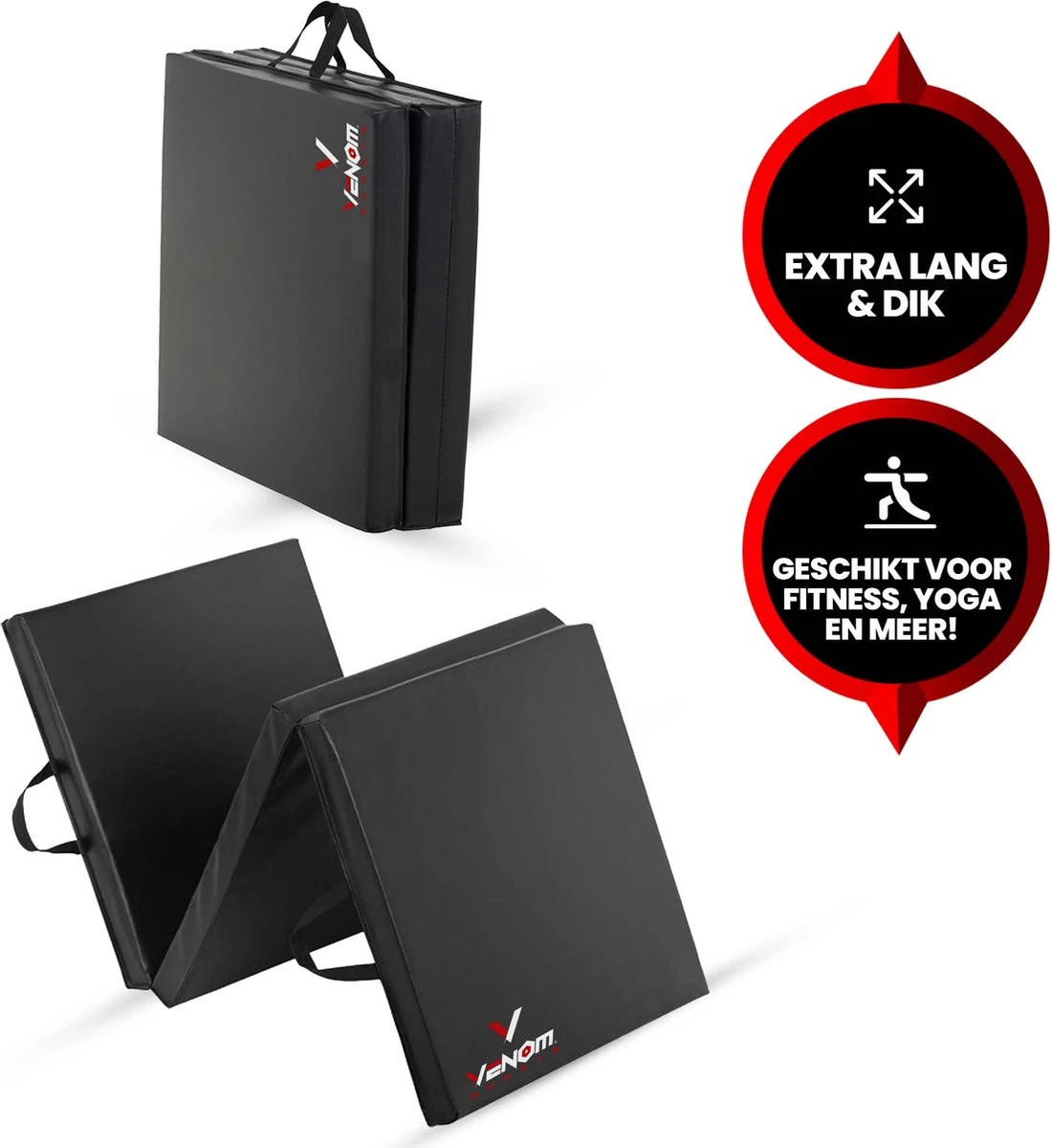 Venom Sports Fitnessmat – Professionele Opvouwbare Turnmat – Yoga – Yogamat – Extra Dikke Sportmat – Gymnastiekmat – L180xB60xH5cm – Zwart 1 Venom Sports Fitnessmat – Professionele Opvouwbare Turnmat – Yoga – Yogamat – Extra Dikke Sportmat – Gymnastiekmat – L180xB60xH5cm – Zwart