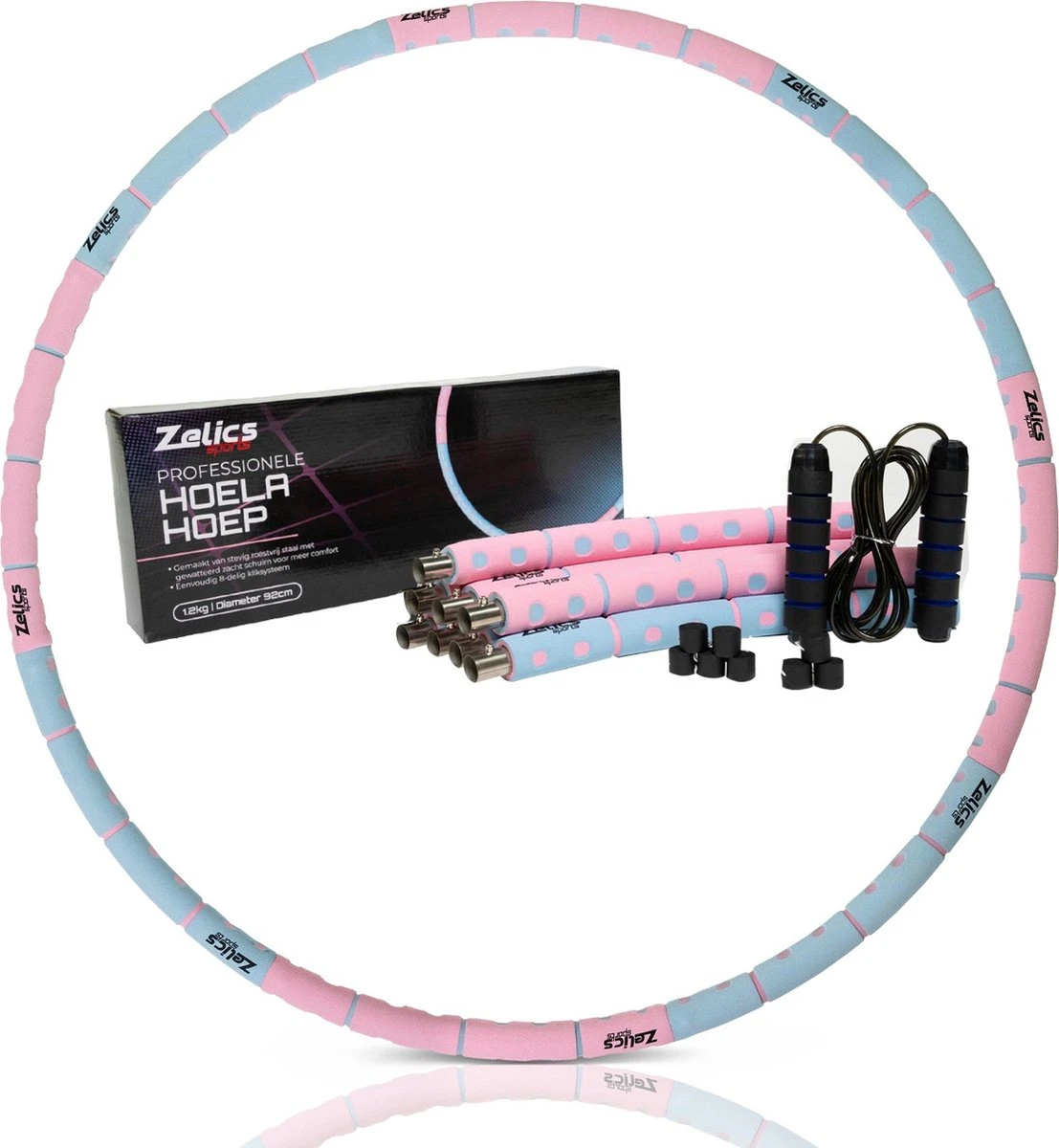 Zelics Sports - Professionele Fitness Hoelahoep Voor Volwassenen Met Gewicht - Gemaakt Van Roestvrij Staal, Zachte Foam En Anti-Zweet Buitenlaag - Sport Hoepel - Hula Hoop - Weight Hoop - Hoepel Fitness - 92cm/1.2 Kg Vulbaar- Inclusief Spingtouw 1 Zelics Sports - Professionele Fitness Hoelahoep Voor Volwassenen Met Gewicht - Gemaakt Van Roestvrij Staal, Zachte Foam En Anti-Zweet Buitenlaag - Sport Hoepel - Hula Hoop - Weight Hoop - Hoepel Fitness - 92cm/1.2 Kg Vulbaar- Inclusief Spingtouw