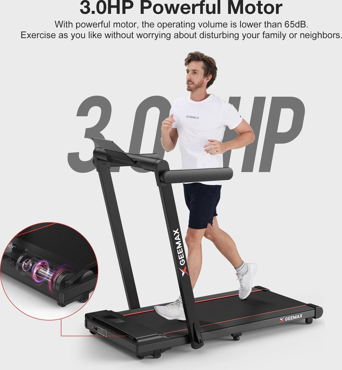 Merkloos Loopband - 2 In 1 Opvouwbare Draagbare Loopband - Elektrische Loopband - Met Monitor - Antislip - Verplaatsen En Op Te Bergen - Voor Thuis En Kantoor Gym 1-16 Km/u - 3.0HP - Zwart(excl.Smeerolie) 4 Merkloos Loopband - 2 In 1 Opvouwbare Draagbare Loopband - Elektrische Loopband - Met Monitor - Antislip - Verplaatsen En Op Te Bergen - Voor Thuis En Kantoor Gym 1-16 Km/u - 3.0HP - Zwart(excl.Smeerolie) - Afbeelding 4