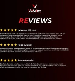 Venom Sports Halterbank – Fitnessbank – Verstelbare Rugleuning – Uiterst Geschikt Voor Gewichten – Incl. Beenhouder – Zachte Handgrepen – PU Kussens – Triangel Structuur – Inklapbaar - Zwart - 182x116x112cm -FitForce Outlet Winkel 1110x1200