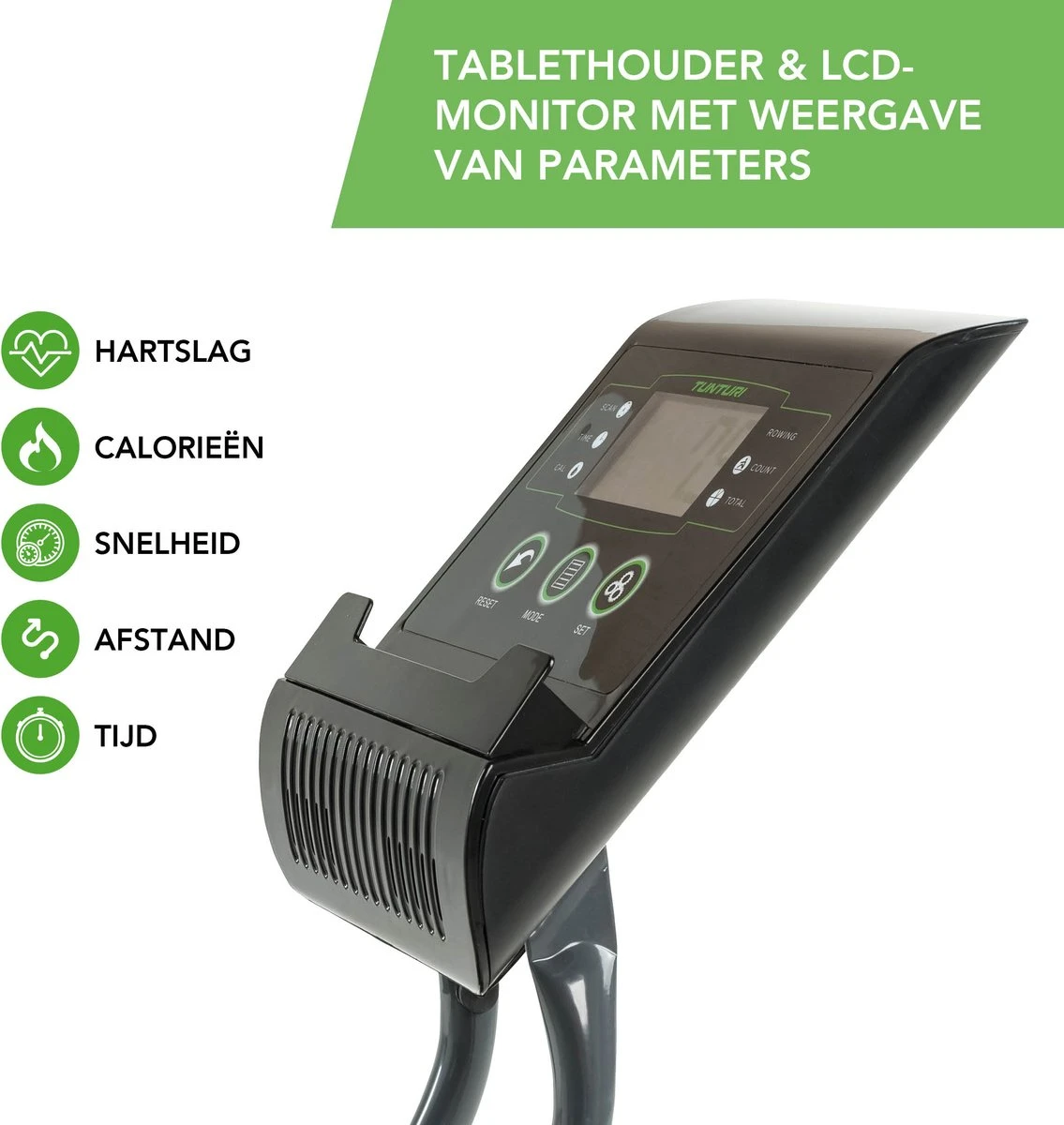 Tunturi Cardio Fit R30 Roeitrainer - Inklapbaar - Roeimachine Met 8 Weerstandsniveaus - Roeiapparaat Voor Thuis - Incl. Tablethouder 4 Tunturi Cardio Fit R30 Roeitrainer - Inklapbaar - Roeimachine Met 8 Weerstandsniveaus - Roeiapparaat Voor Thuis - Incl. Tablethouder - Afbeelding 4