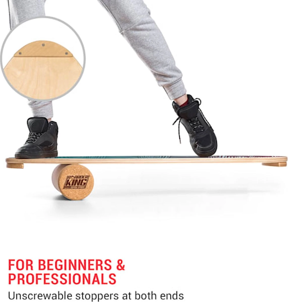 BoarderKING Indoorboard Allrounder Balance Board - Inclusief Vloermat En Kurkrol - 40 X 15 X 84 Cm 3 BoarderKING Indoorboard Allrounder Balance Board - Inclusief Vloermat En Kurkrol - 40 X 15 X 84 Cm - Afbeelding 3
