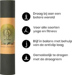 Eco Yoga Mat - Inclusief Draagriem - Anti Slip - Extra Dik (6 Mm) - 183 X 61 X 0,6 Cm - Zwart/Groen - Diverse Kleuren -FitForce Outlet Winkel 1152x1200 2