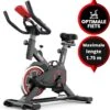 Venom Sports Hometrainer Fiets – Fitness Fiets – Professionele Indoor Cycle Met Lage Instap – Hometrainer Fitness – Hoge Stabiliteit – Spinningfiets – Cardio Bike – LCD Scherm – Verstelbaar – V-belt Aandrijving – Tot 175cm En 150kg – Zwart/Rood