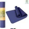 Eco Yoga Mat - Inclusief Draagriem - Fitness Mat Anti Slip - Extra Dik (6 Mm) - 183 X 61 X 0,6 Cm - Donker Blauw - Diverse Kleuren - Hoge Korting
