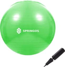 Springos Fitness Bal | Zitbal | Yoga Bal | Fitness | Groen | Inclusief Pomp | 65 Cm -FitForce Outlet Winkel 1157x1200