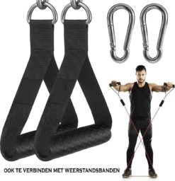 MJ Sports Premium Strap Handles Inclusief 2 Karabijnhaken - Handvatten Set - Voor Krachtstations En Weerstandsbanden - Cable Crossover - Fitness - Handgrepen Met D-ring - Zwart -FitForce Outlet Winkel 1158x1200 4