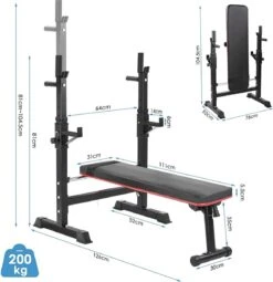 Bench Press - Halterbank - Sportbank - Fitnessbank - Multifunctioneel - Opvouwbaar - Volledig Instelbaar - Max Belasting 200kg -FitForce Outlet Winkel 1161x1200 1