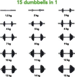 RS Sports Dumbellset - Halterset Met Gewichten - Totaal 30 Kg - 2 Stangen - Zwart 12 RS Sports Dumbellset - Halterset Met Gewichten - Totaal 30 Kg - 2 Stangen - Zwart -FitForce Outlet Winkel 1162x1200 1