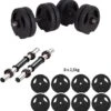 ECGSPOR Verstelbare Dumbbells - 2 X 10 Kg - Halterset / Dumbbell Set 20 Kg - Zwart