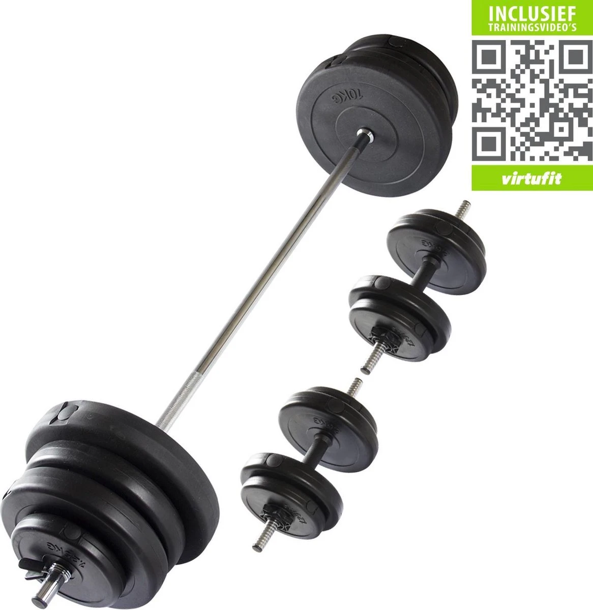 Halterset - VirtuFit Verstelbare Halterset - Dumbellset - 60,5 Kg - Zwart 2 Halterset - VirtuFit Verstelbare Halterset - Dumbellset - 60,5 Kg - Zwart - Afbeelding 2