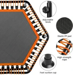 FOXSPORT Trampoline - Jump - Fitness - Volwassene Of Kindertrampoline - Met Telefoonhouder - Fitness Trampoline Met Handvat - Mini Trampoline - Kleine Trampoline - Sport Trampoline - Inclusief Handgrip - Fitnesstrampolines - Vereist Montage - 123 Cm -FitForce Outlet Winkel 1169x1200 7