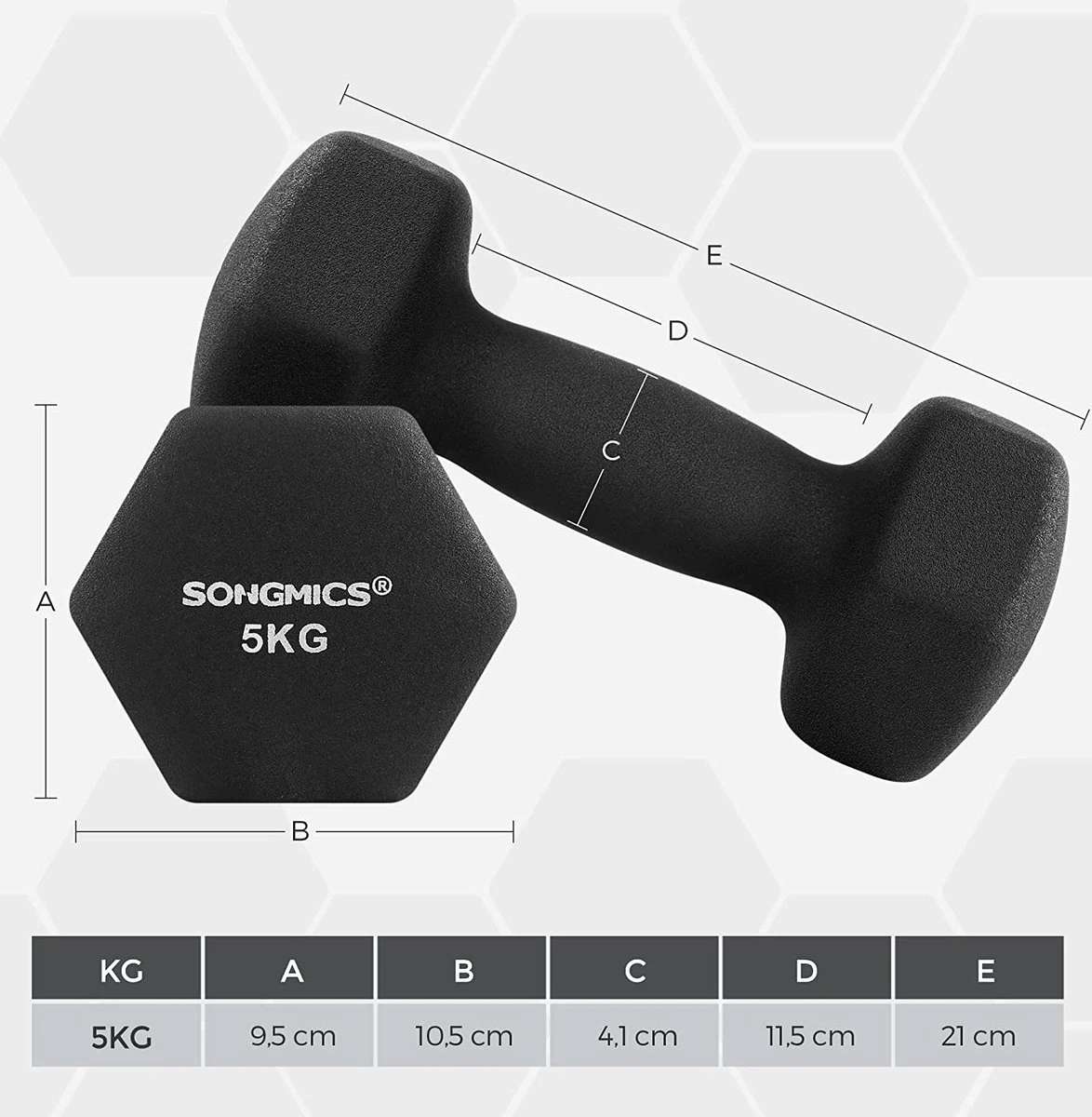 Soof & Tess Halterset - Gewichten - Dumbbell Set - Neopreen Dummbbells - 2 X 5 Kg 3 Soof & Tess Halterset - Gewichten - Dumbbell Set - Neopreen Dummbbells - 2 X 5 Kg - Afbeelding 3