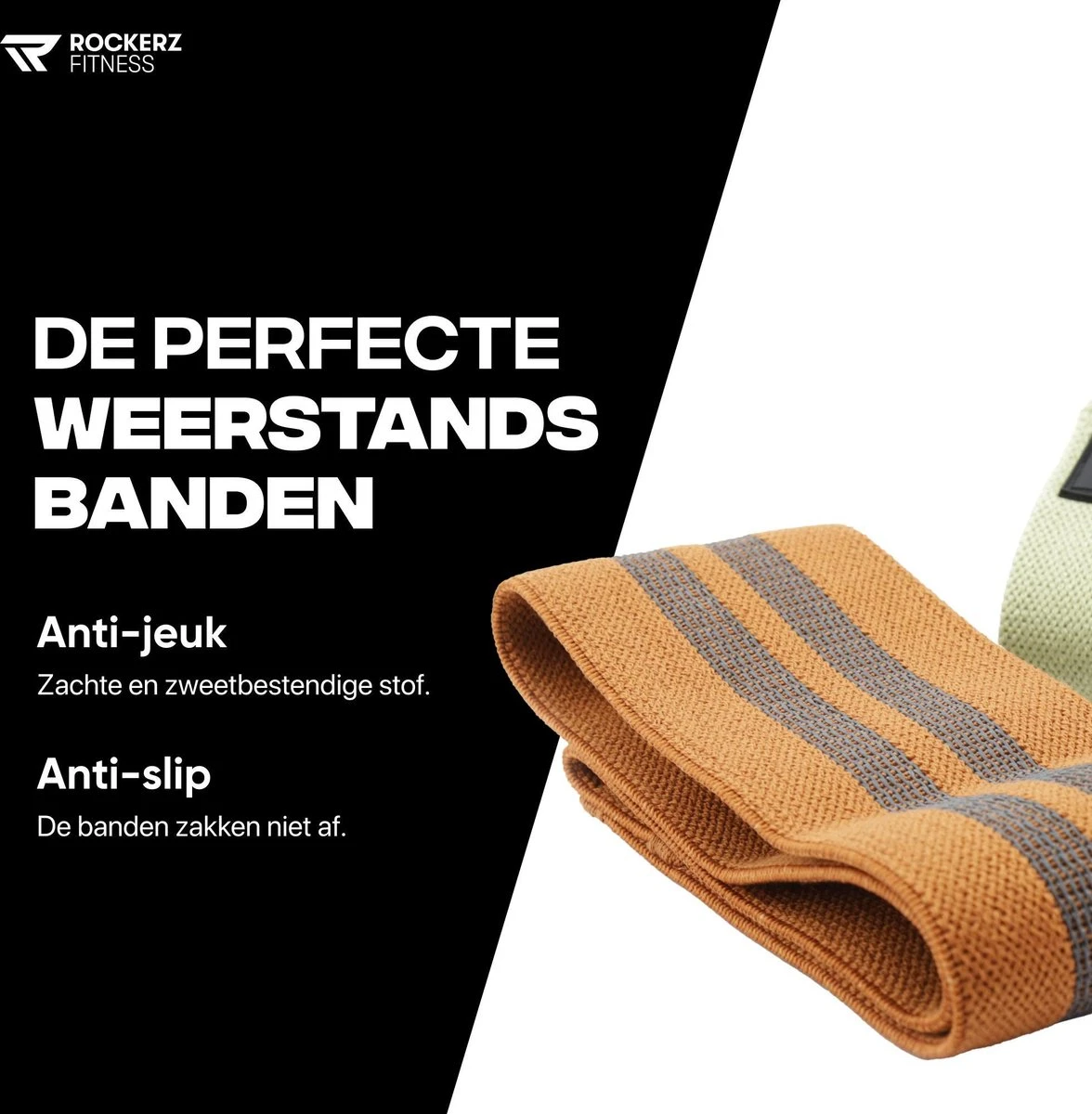 Weerstandsbanden - Booty Band - Resistance Band - Fitness Elastiek Army - 3 Stuks Met Opbergzakje Van Rockerz Fitness® 2 Weerstandsbanden - Booty Band - Resistance Band - Fitness Elastiek Army - 3 Stuks Met Opbergzakje Van Rockerz Fitness® - Afbeelding 2
