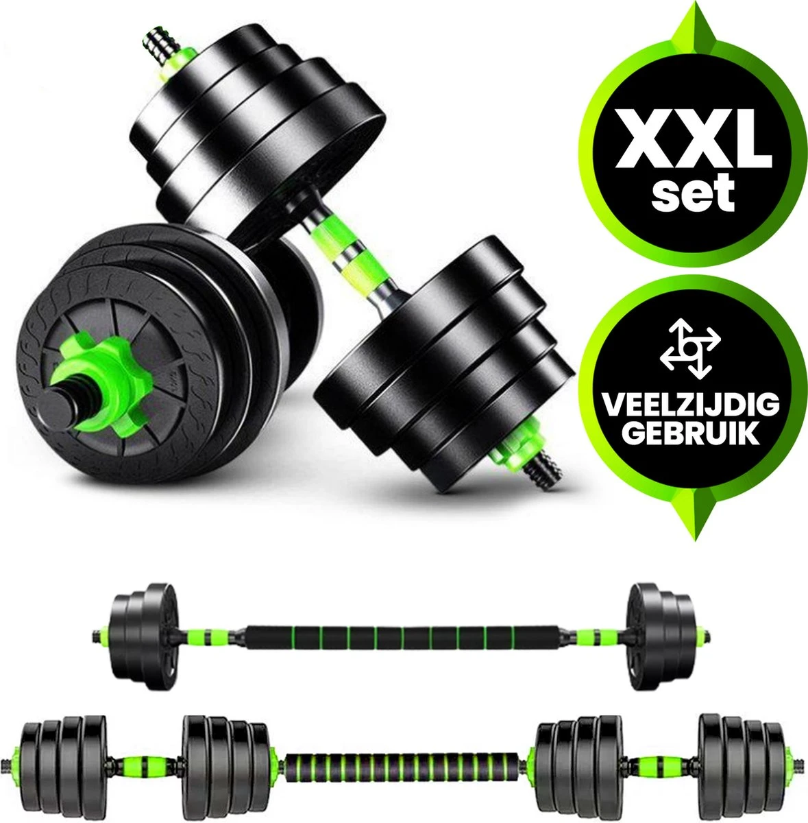 Venom Sports Verstelbare Dumbbell Set Tot 40kg - Professionele 2-in-1 Halterset Gewichten - Gebruiksvriendelijke Fitness Stang - Groen 1 Venom Sports Verstelbare Dumbbell Set Tot 40kg - Professionele 2-in-1 Halterset Gewichten - Gebruiksvriendelijke Fitness Stang - Groen