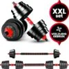 Venom Sports Verstelbare Dumbbell Set Tot 30kg - Professionele 2-in-1 Halterset Gewichten - Gebruiksvriendelijke Fitness Stang - Rood