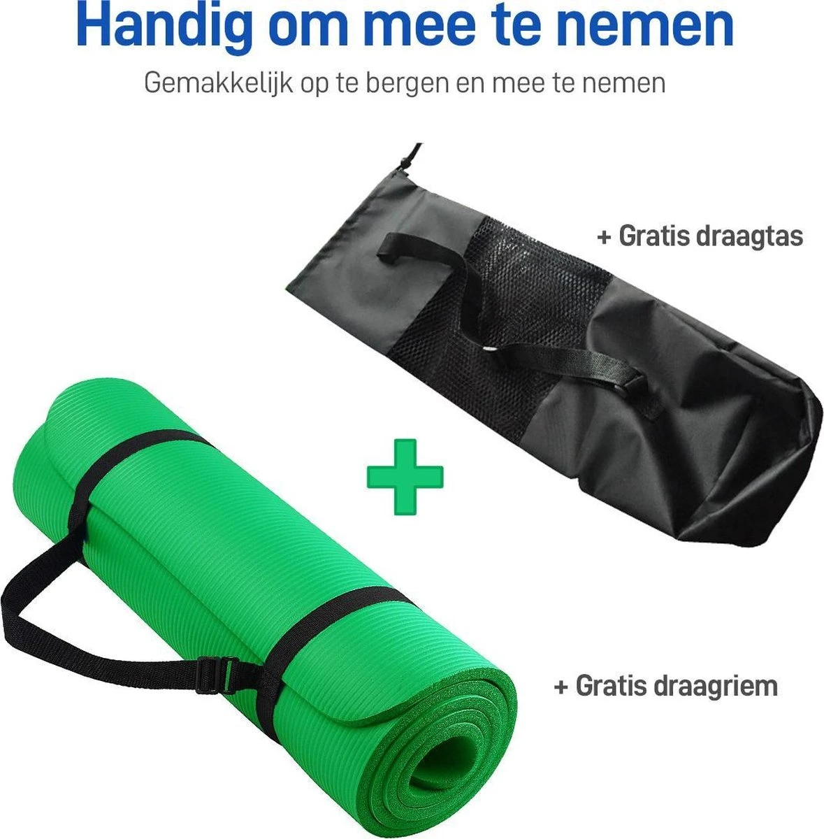 Athletix® Premium NBR Fitnessmat - Yogamat - 183 X 61 X 1.5 Cm - Met Draagriem En Draagtas - Groen 2 Athletix® Premium NBR Fitnessmat - Yogamat - 183 X 61 X 1.5 Cm - Met Draagriem En Draagtas - Groen - Afbeelding 2