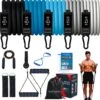 GoGoods® Resistance Band - 15-delige Weerstandsbanden Set - 70kg Totaal - Fitness Elastieken - Met Handvaten / Enkelbanden