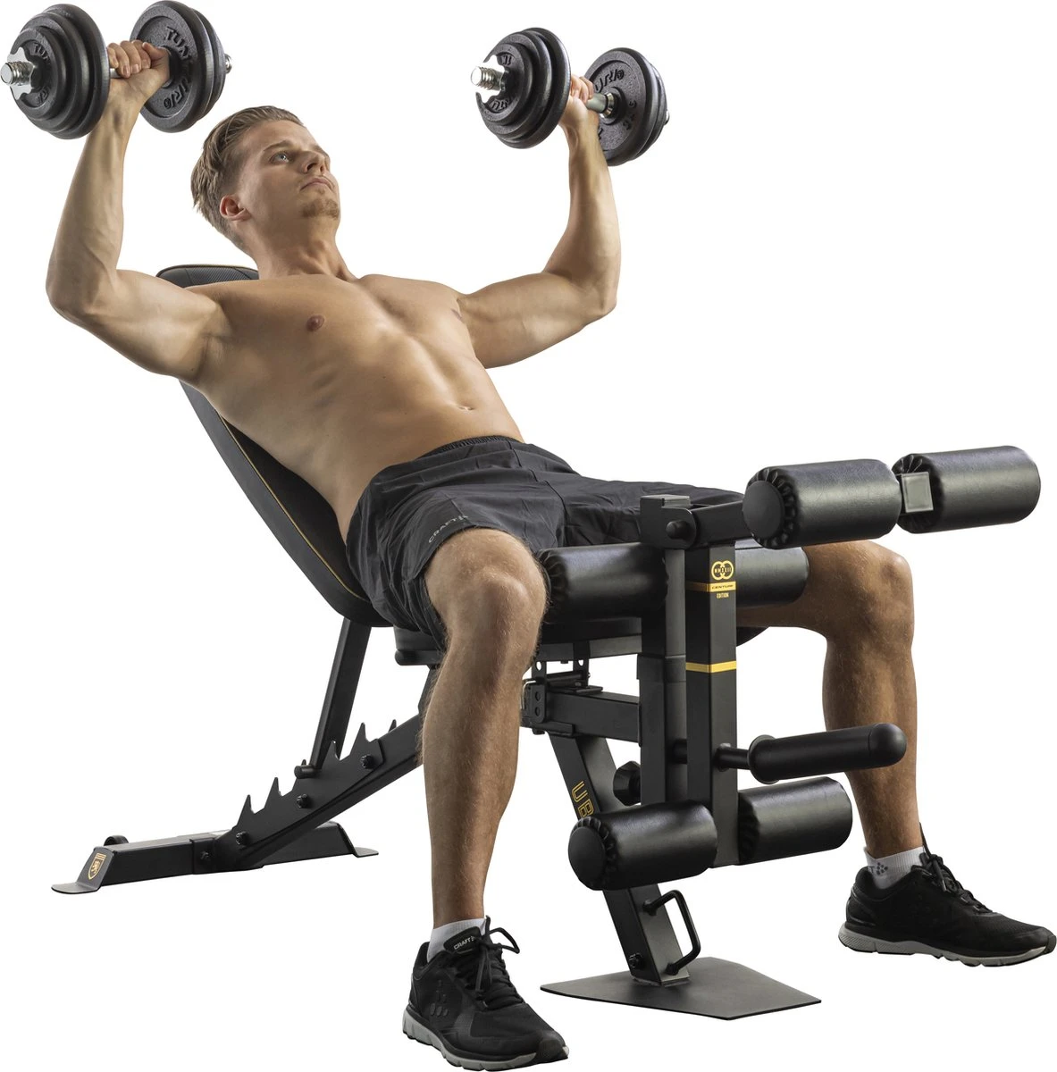 Tunturi Centuri UB100 Halterbank Verstelbaar - Fitnessbank Belastbaar Tot 200kg - Trainingsbank, Buikspierbank & Leg Extension In één 6 Tunturi Centuri UB100 Halterbank Verstelbaar - Fitnessbank Belastbaar Tot 200kg - Trainingsbank, Buikspierbank & Leg Extension In één - Afbeelding 6