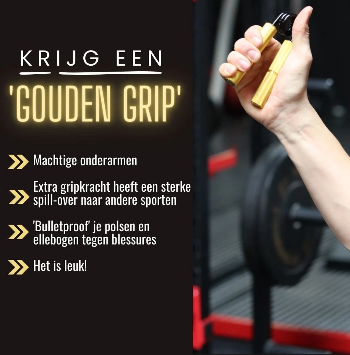 Gouden Grip Handknijper 6-Delige Premium Set 23-135kg + E-book - Handtrainer - Handgrippers - Handknijper Fitness - Knijphalter - Onderarm Trainer - Handtrainer - Heavy Grip - Buigveer 4 Gouden Grip Handknijper 6-Delige Premium Set 23-135kg + E-book - Handtrainer - Handgrippers - Handknijper Fitness - Knijphalter - Onderarm Trainer - Handtrainer - Heavy Grip - Buigveer - Afbeelding 4