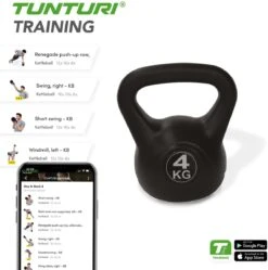 Tunturi PVC Kettlebell - Gewicht - 4kg - Incl. Gratis Fitness App -FitForce Outlet Winkel 1188x1200 10