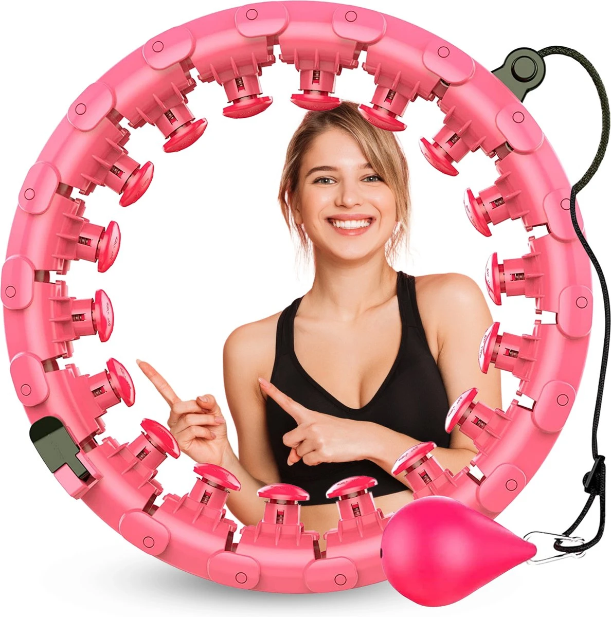 FAVE Verstelbare Hoelahoep Met Gewicht – Hula Hoep Fitness – Weighted – Hoepel – Voor Volwassenen En Kinderen - Roze 1 FAVE Verstelbare Hoelahoep Met Gewicht – Hula Hoep Fitness – Weighted – Hoepel – Voor Volwassenen En Kinderen - Roze