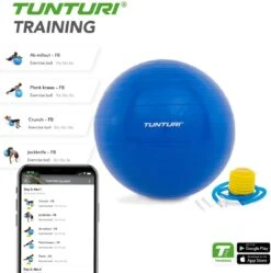Tunturi Fitness Bal - Yoga Bal Inclusief Pomp - Pilates Bal - Zwangerschaps Bal - 55 Cm - Kleur: Blauw - Incl. Gratis Fitness App -FitForce Outlet Winkel 1188x1200 30