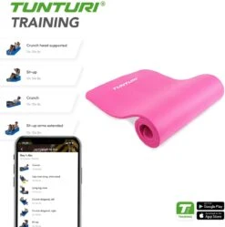 Tunturi Fitnessmat - Yogamat - Sportmat Gemaakt Van Zacht NBR Materiaal - 180 X 60 X 1,5cm - Roze - Incl. Gratis Fitness App -FitForce Outlet Winkel 1188x1200 39