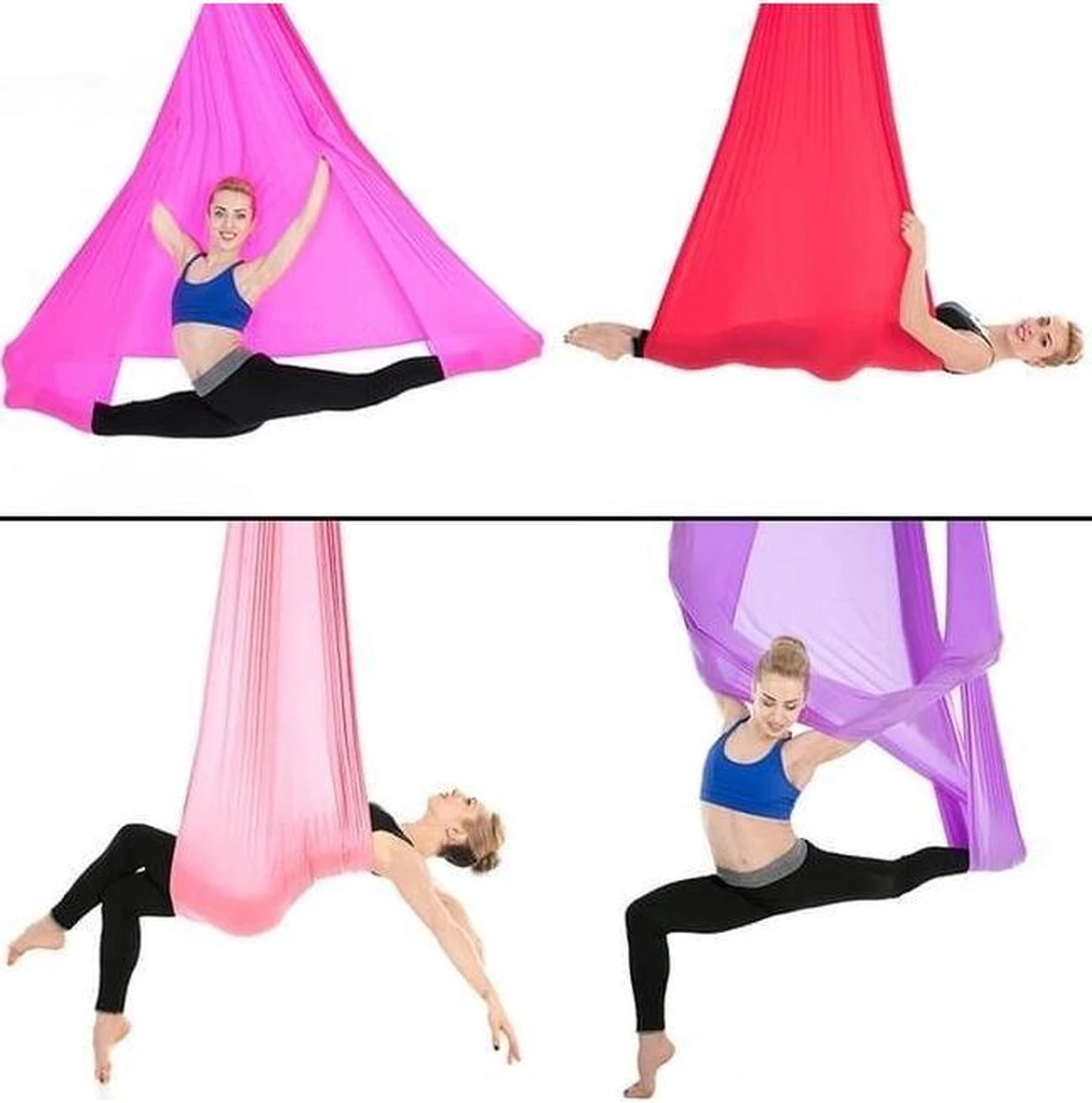 Yoga Aerial Swing Hangmat Compleet Systeem Met 3 Sets Handgrepen Gewicht Tot 300kg Roze 7 Yoga Aerial Swing Hangmat Compleet Systeem Met 3 Sets Handgrepen Gewicht Tot 300kg Roze - Afbeelding 7