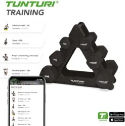 Tunturi Gewichten - Halterset - Dumbbell Set - Neopreen Dummbbells - 1 T/m 3kg - 3 Paar - Incl. Gratis Fitness App -FitForce Outlet Winkel 1188x1200 8