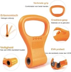 MJ Sports Premium Dumbbell To Kettlebell Grip - Dumbbell Naar Kettlebell Verstelbaar - Dumbbells - Kettlebells - Gewichten - Fitness - One Size - Oranje -FitForce Outlet Winkel 1189x1200