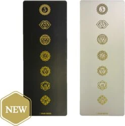 Flowin'Motion® Studio Yoga Mat - Superieure Grip - Extra Breed En Lang - Fitness Mat - Anti Slip - Sport Mat - Natuur Rubber - Planeetvriendelijk - Zwart Met Goud - 185cm X 68cm X 4,2mm