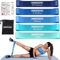 Panathletic Weerstandsbanden – Set Van 5 – Handleiding – Opbergzakje – EBook Met Extra Oefeningen – Blauw