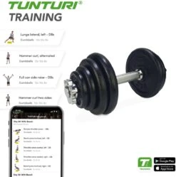 Tunturi Gewichten Gietijzer Totaal 20kg - Halterset Met Schroefsluiting - Dumbbell Set - 1 Halterstang - 30mm - Incl. Gratis Fitness App -FitForce Outlet Winkel 1192x1200 5