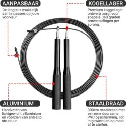 Positive Things Professioneel Crossfit & Fitness Springtouw – Jump Rope – Speedrope – Verstelbaar – Zwart -FitForce Outlet Winkel 1193x1200 8