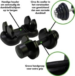 Tunturi Selector Dumbbell - Halterset - Dumbbell Set - Verstelbare Dumbbell - 12,5kg - Incl. Gratis Fitness App -FitForce Outlet Winkel 1195x1200