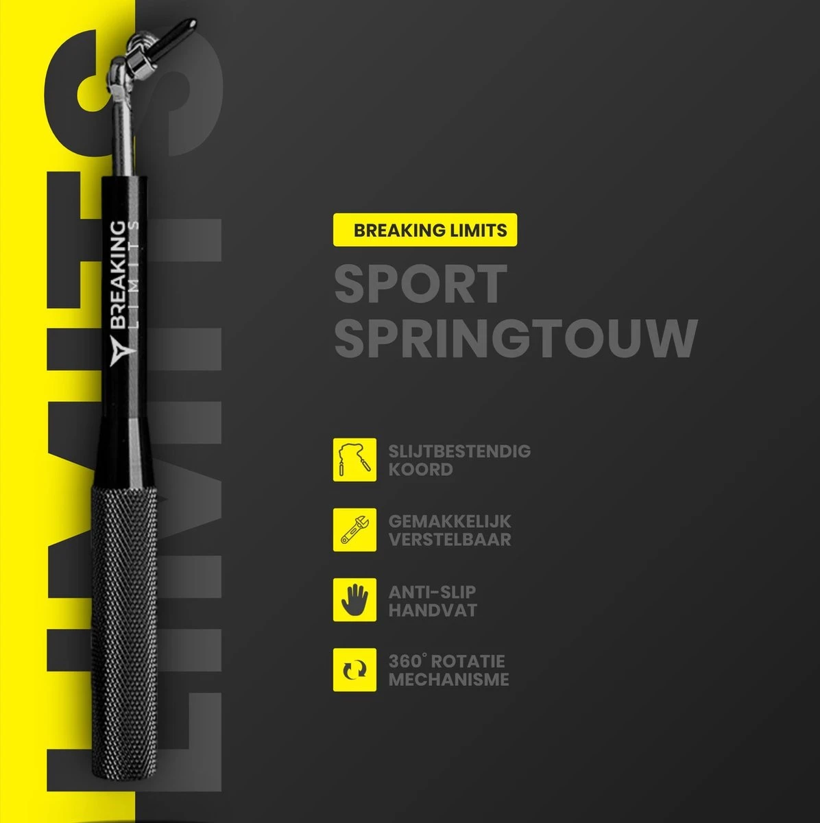 Merkloos Breaking Limits Verstelbaar Springtouw Voor Volwassenen – Speedrope & Jump Rope – Jumping & Skipping Rope – Fitness & Crossfit – Springtouw Kinderen - Anti-Slip Handvat + Slijtbestendig Staaldraad 4 Merkloos Breaking Limits Verstelbaar Springtouw Voor Volwassenen – Speedrope & Jump Rope – Jumping & Skipping Rope – Fitness & Crossfit – Springtouw Kinderen - Anti-Slip Handvat + Slijtbestendig Staaldraad - Afbeelding 4