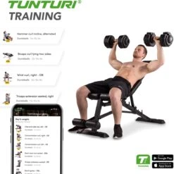 Tunturi UB80 Halterbank Verstelbaar - Fitnessbank Belastbaar Tot 200kg - Trainingsbank & Buikspierbank In één - Incl. Gratis Tunturi Training App -FitForce Outlet Winkel 1198x1200 3