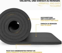 Tresko - Yogamat Zwart 1,5 Cm Dik - Fitness Mat - Sportmat - Pilates - Aerobics - Yoga Mat Met Draagriem -FitForce Outlet Winkel 1200x1017 4